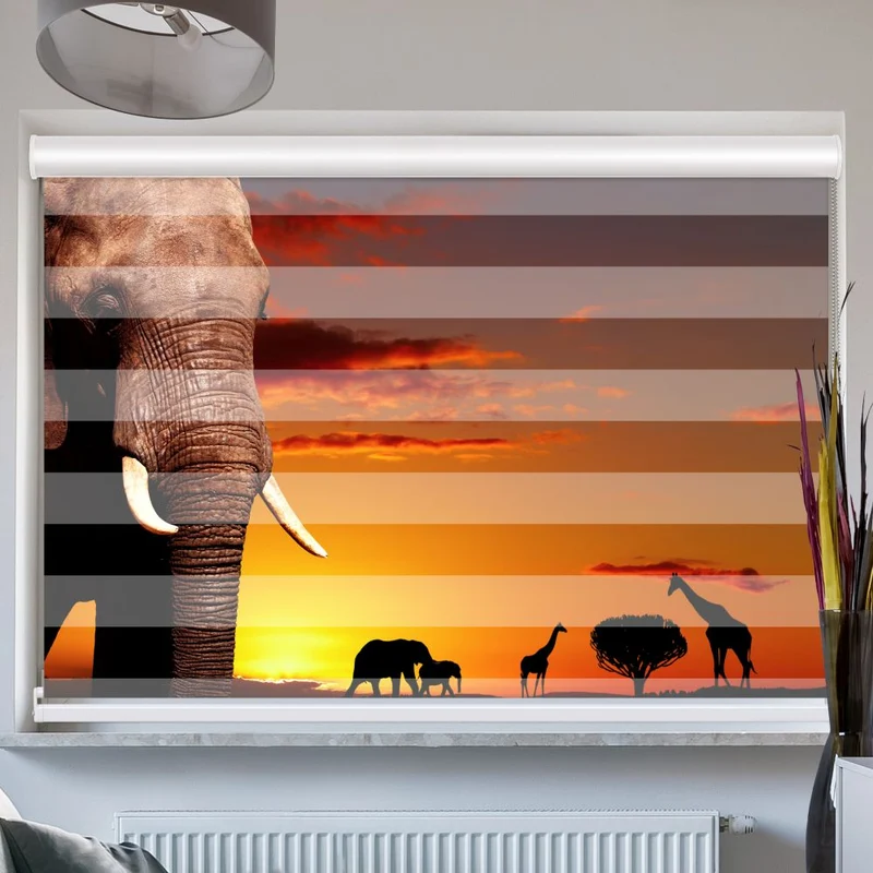 Doppelrollo mit Kassette "Elefant"