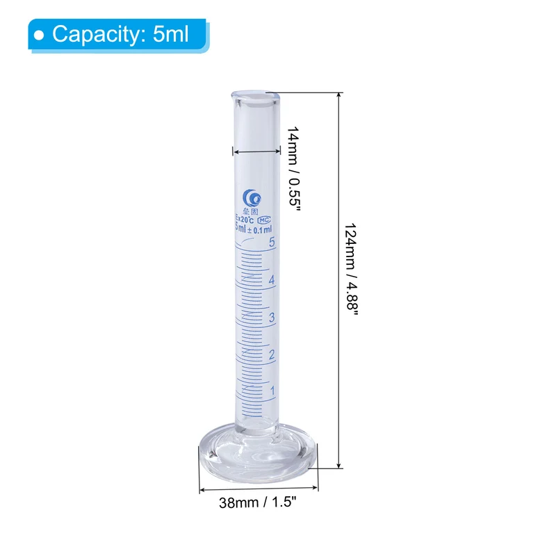 5ml 3.3 Borosilicate Glass Graduated Cylinder, 1Pcs High Transparency