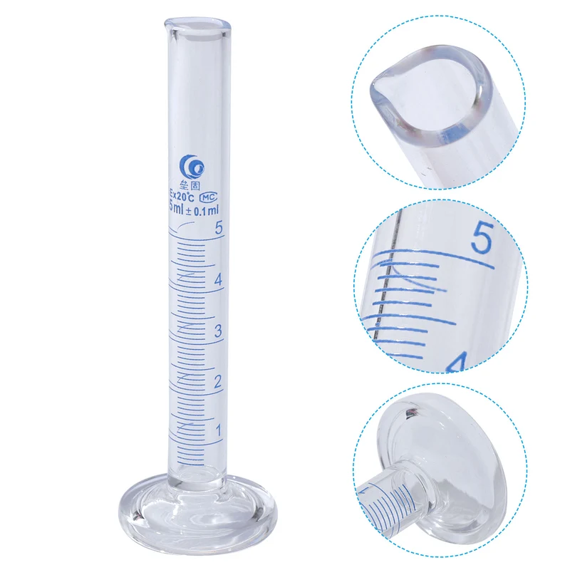 5ml 3.3 Borosilicate Glass Graduated Cylinder, 1Pcs High Transparency