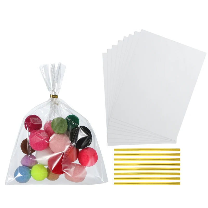 Treat Bags 50 Pcs 8x6 Inch Candy Gift Bags with Twist Ties Clear