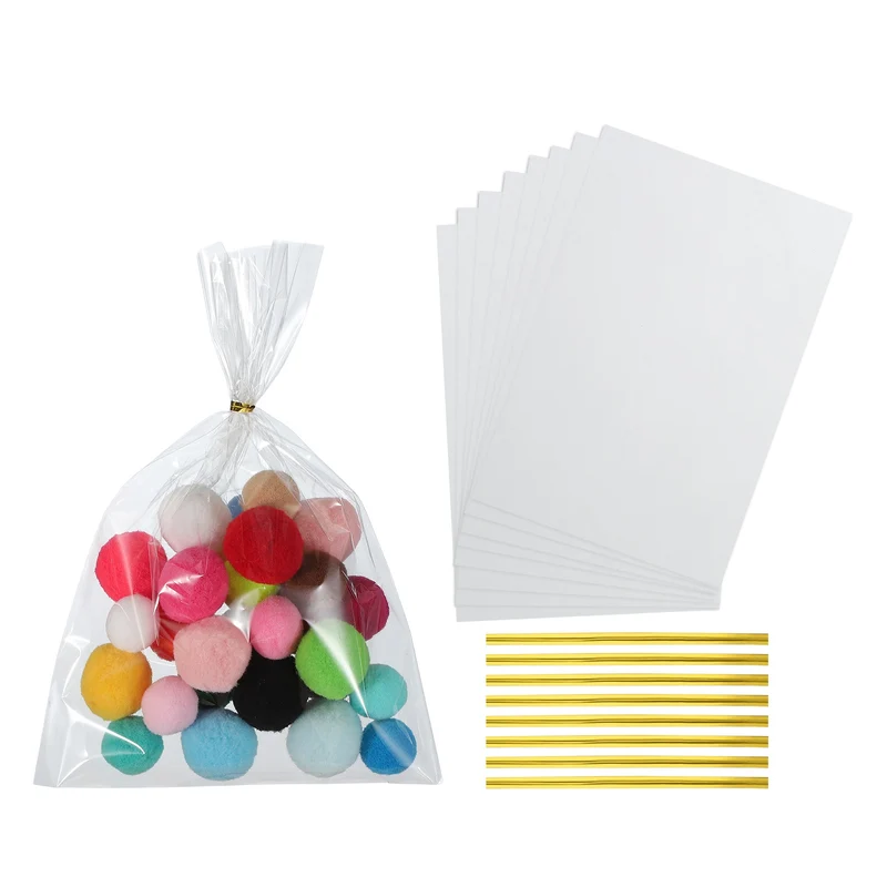 Treat Bags 50 Pcs 9.5x6 Inch Candy Gift Bags with Twist Ties Clear
