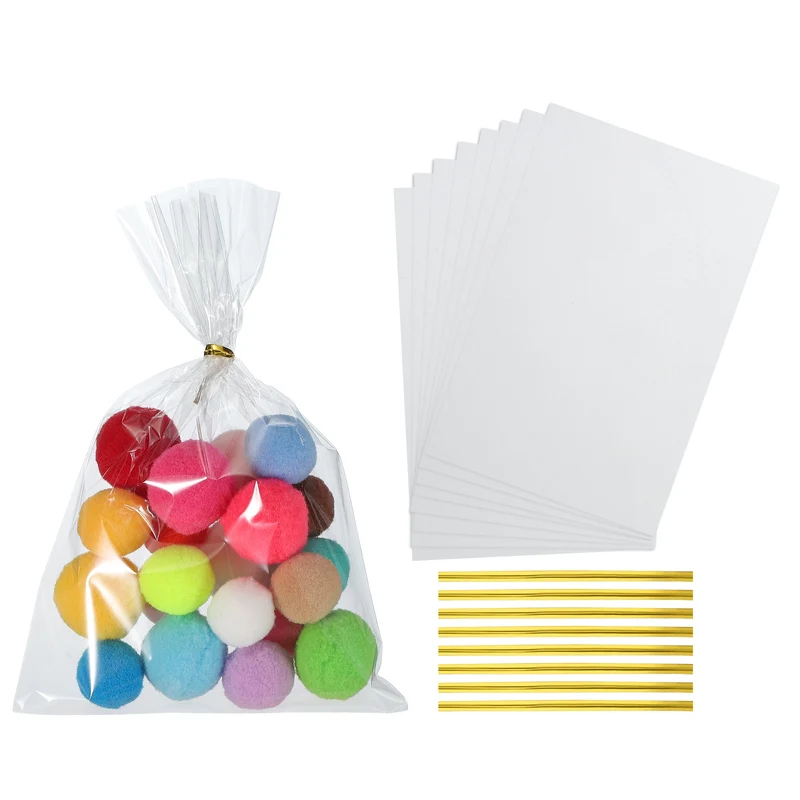 Treat Bags 50 Pcs 8x5 Inch Candy Gift Bags with Twist Ties Clear