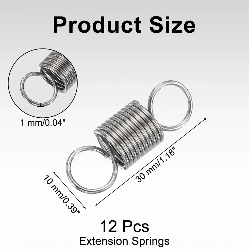 12pcs Extension Springs,0.04"x0.39"x1.18" 304 Stainless Steel Spring