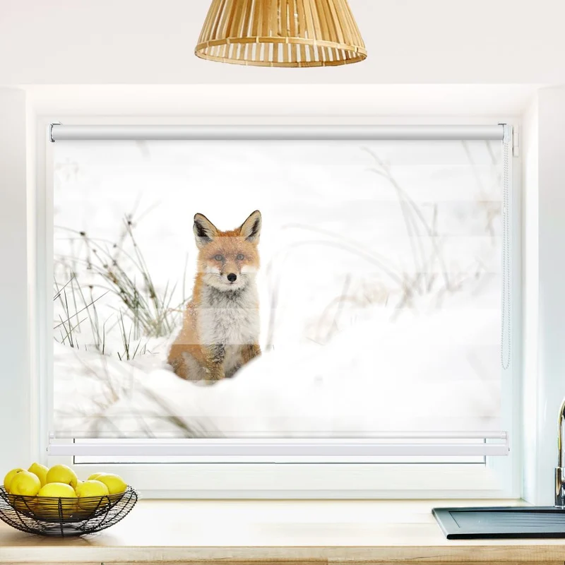 Klemmfix Doppelrollo 'Fuchs Im Schnee' | Klemm Doppelrollo