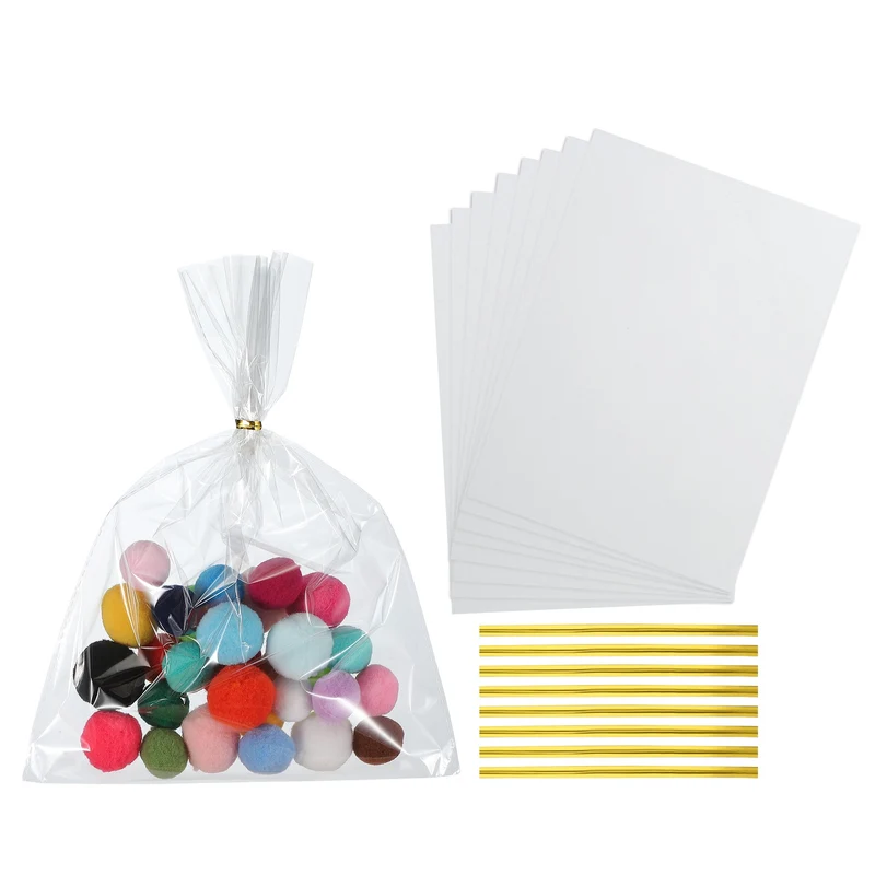 Treat Bags 100 Pcs 11x8 Inch Candy Gift Bags with Twist Ties Clear