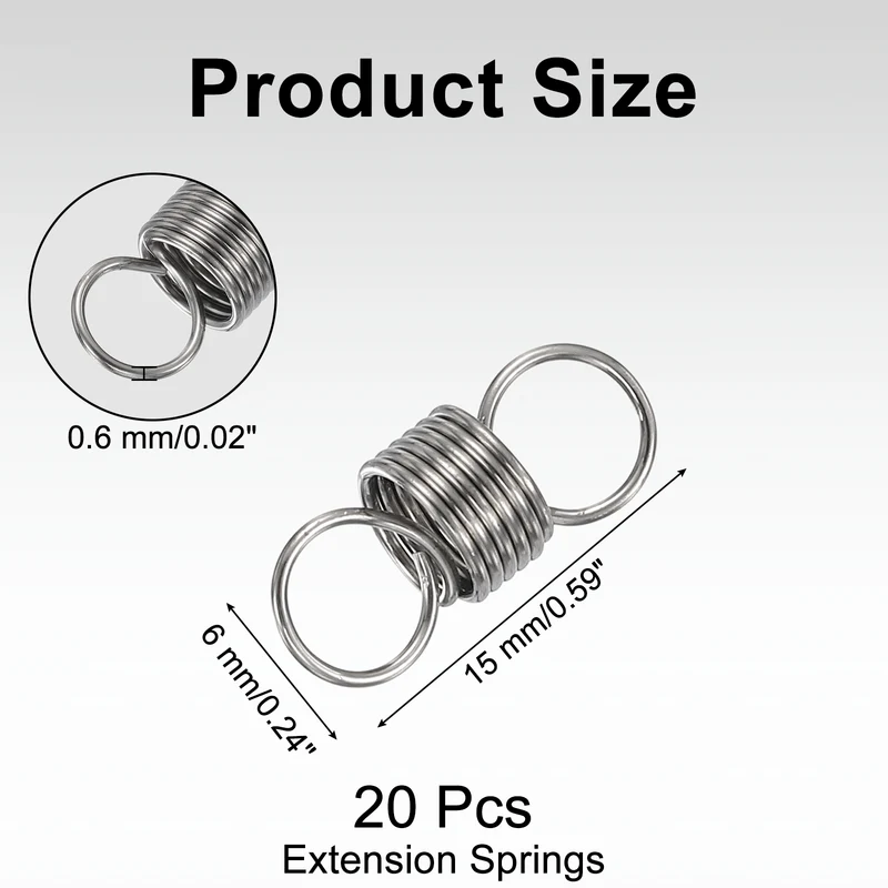20pcs Extension Springs,0.02"x0.24"x0.59" 304 Stainless Steel Spring