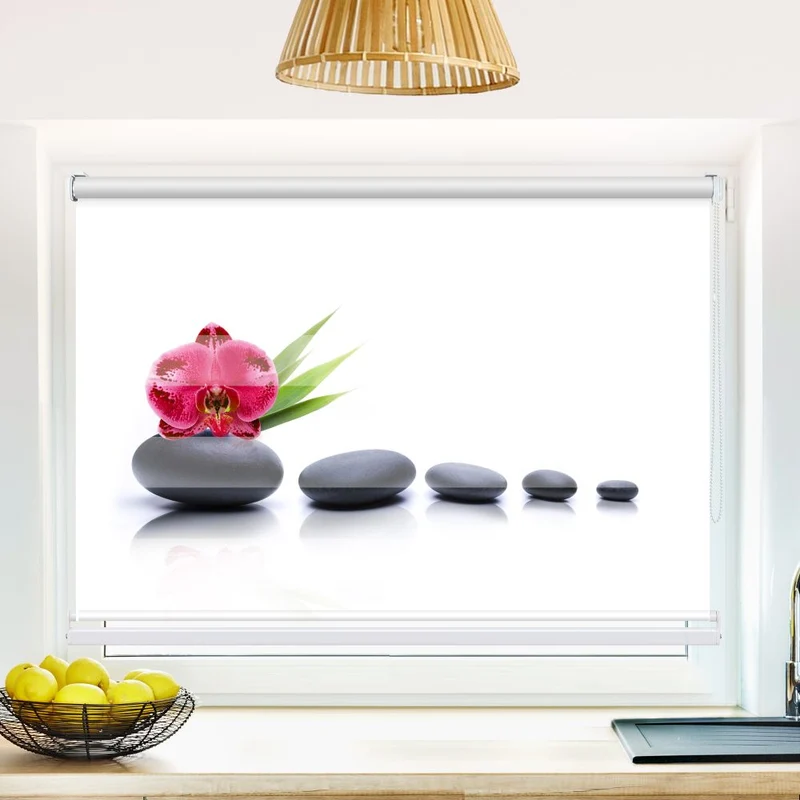 Klemmfix Doppelrollo 'Orchidee Zen Stones' | Klemm Doppelrollo