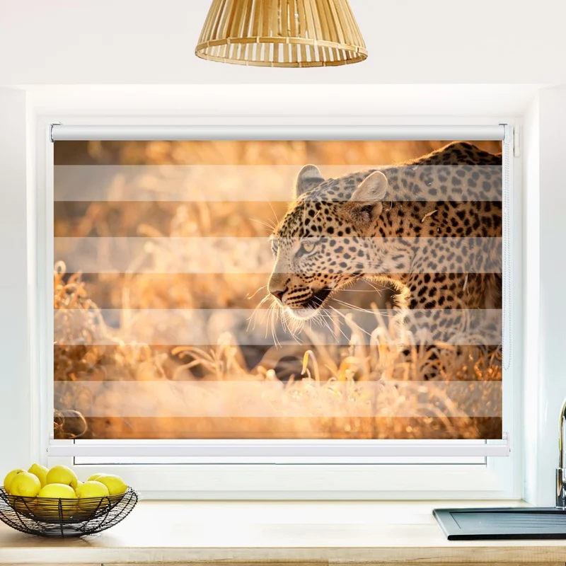 Klemmfix Doppelrollo 'Leopard Sonnenuntergang' | Klemm Doppelrollo
