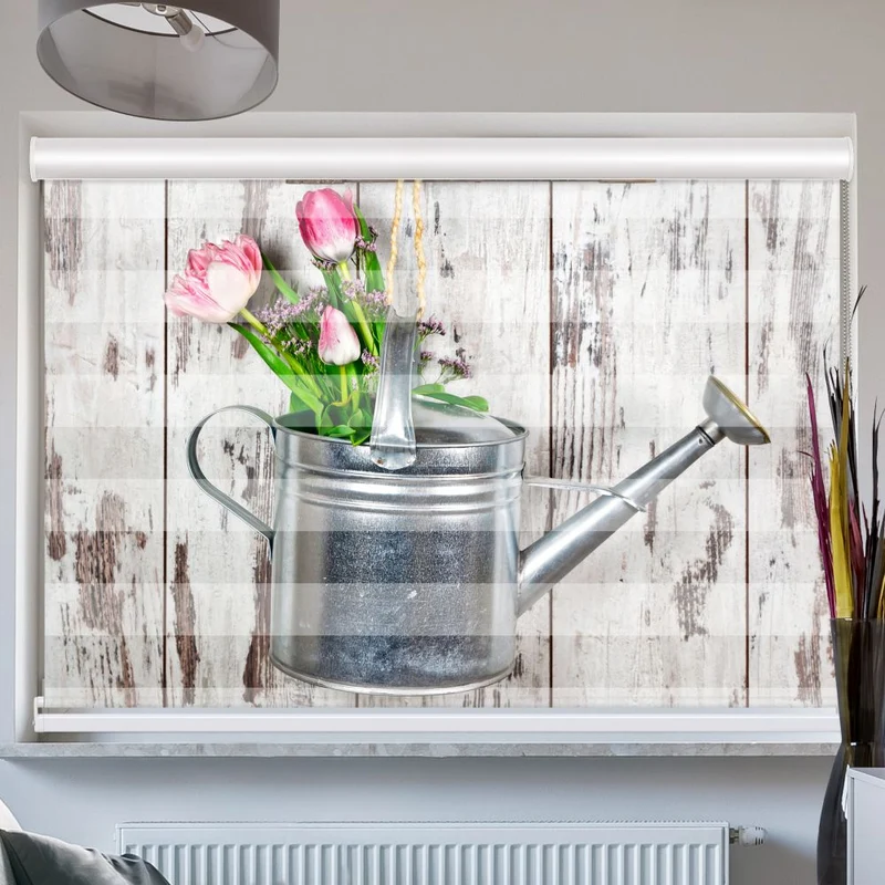Doppelrollo mit Kassette "Shabby Chic Giesskanne"