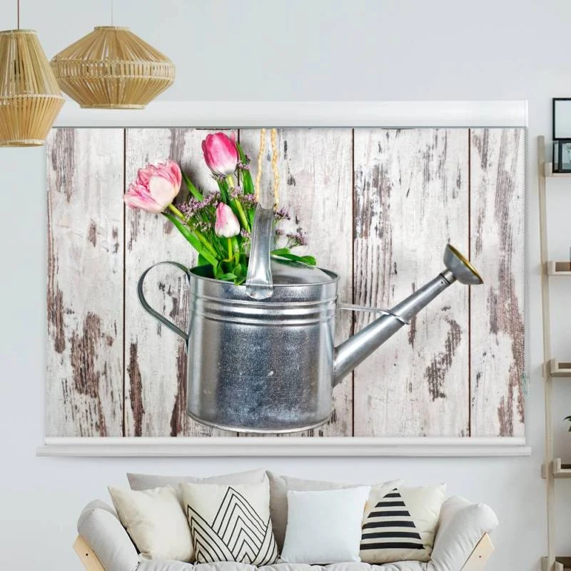Kassettenrollo Motiv "Shabby Chic Giesskanne" | bis B 420 x H 420 cm