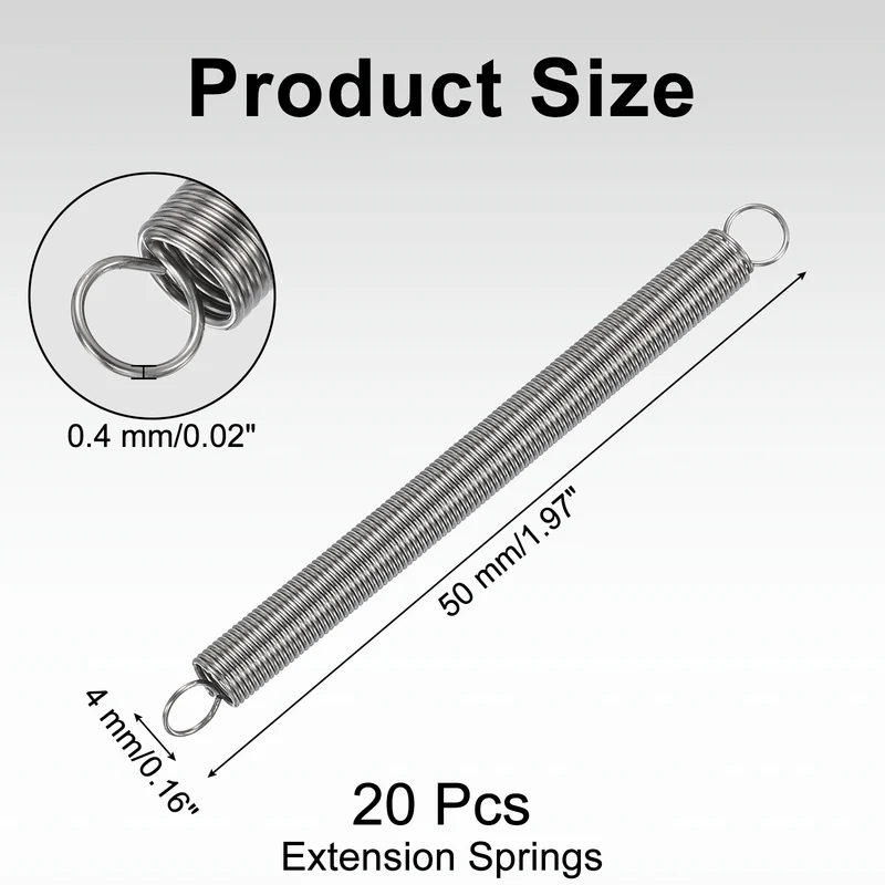 20pcs Extension Springs,0.02"x0.16"x1.97" 304 Stainless Steel Spring