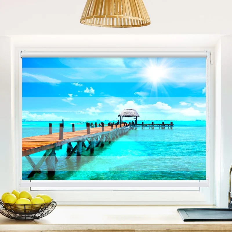 Klemmfix Doppelrollo 'Tropical Beach Resort' | Klemm Doppelrollo