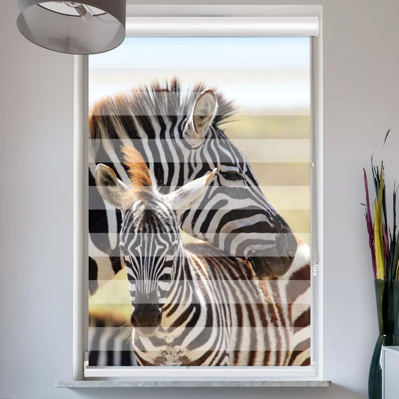 Doppelrollo mit Kassette "Zebras"