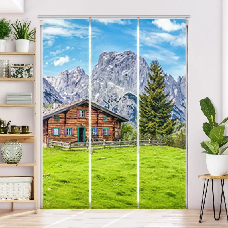 Schiebegardine Motiv "Berghütte in den Alpen"