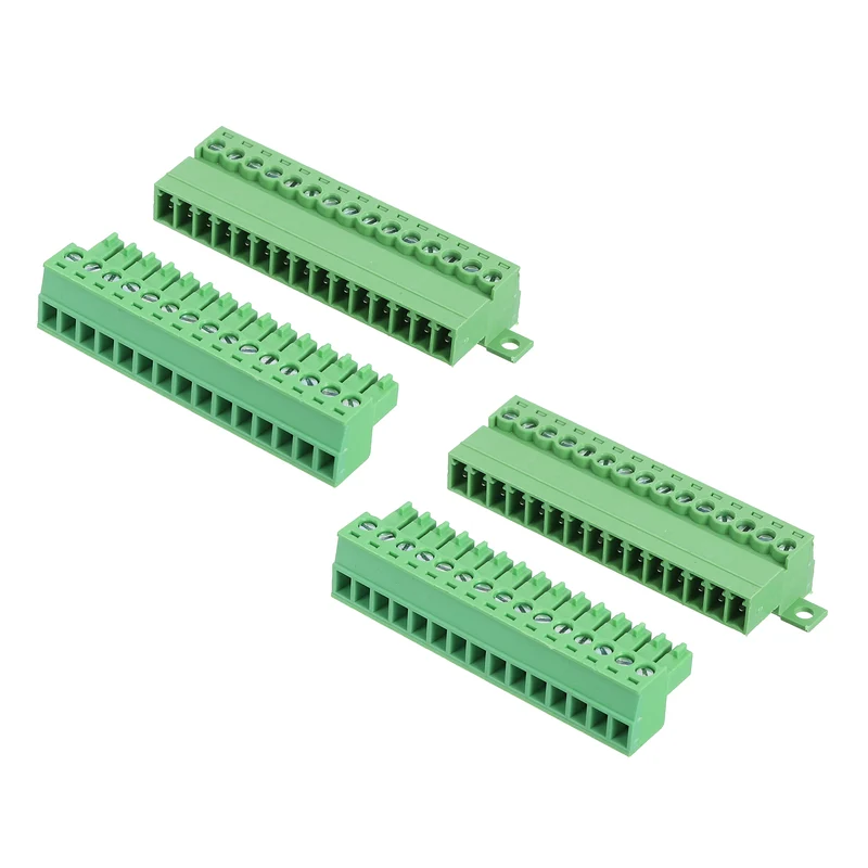 2Sets 15Pin 3.5mm Pitch Screw Terminal Block Connector Pluggable 300V 8A Green
