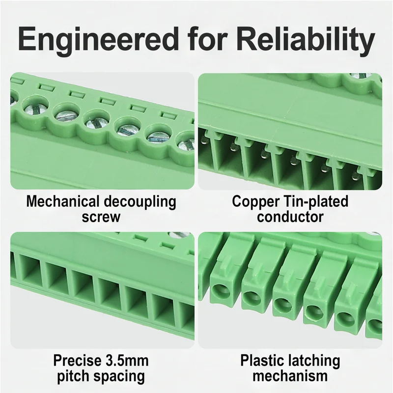 2Sets 14Pin 3.5mm Pitch Screw Terminal Block Connector Pluggable 300V 8A Green