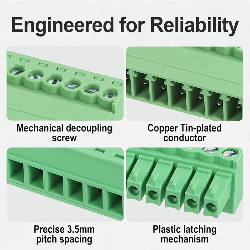 2Sets 12Pin 3.5mm Pitch Screw Terminal Block Connector Pluggable 300V 8A Green