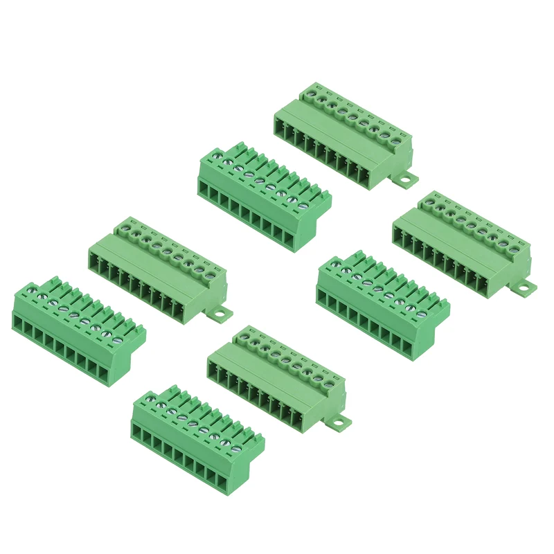 4Sets 9Pin 3.5mm Pitch Screw Terminal Block Connector Pluggable 300V 8A Green