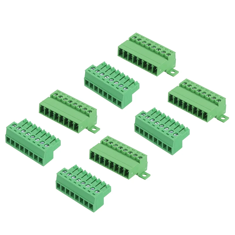 4Sets 8Pin 3.5mm Pitch Screw Terminal Block Connector Pluggable 300V 8A Green