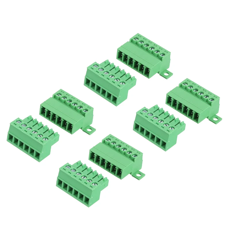 4Sets 6Pin 3.5mm Pitch Screw Terminal Block Connector Pluggable 300V 8A Green