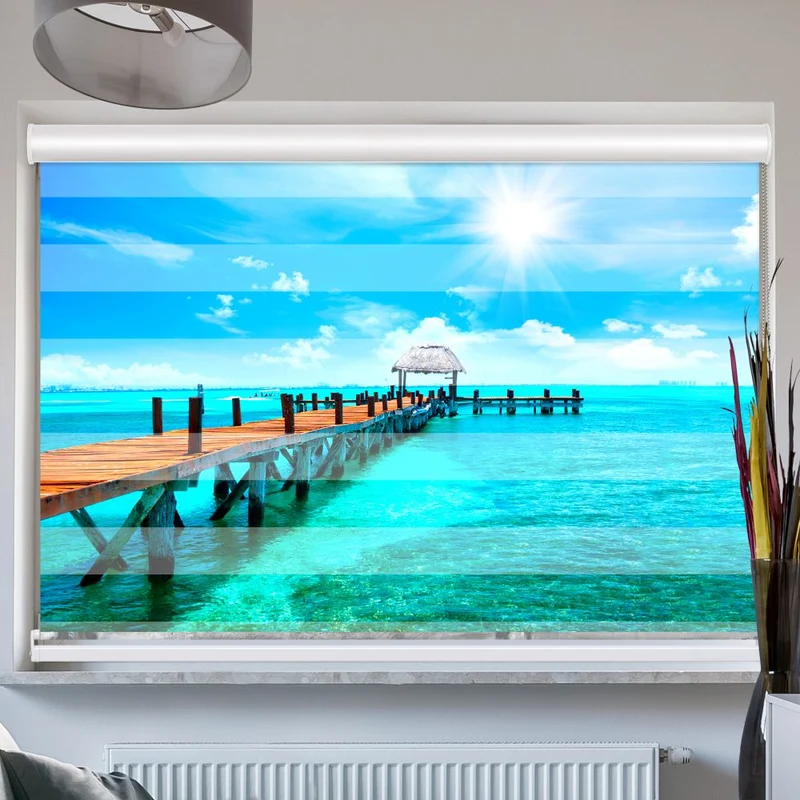 Doppelrollo mit Kassette "Tropical Beach Resort"