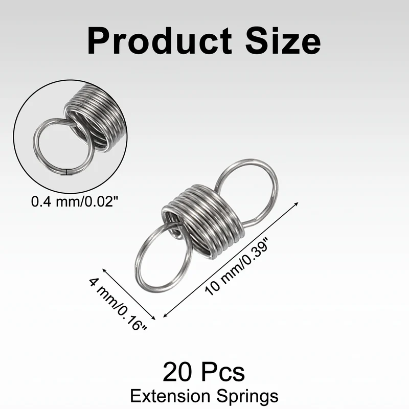 20pcs Extension Springs,0.02"x0.16"x0.39" 304 Stainless Steel Spring