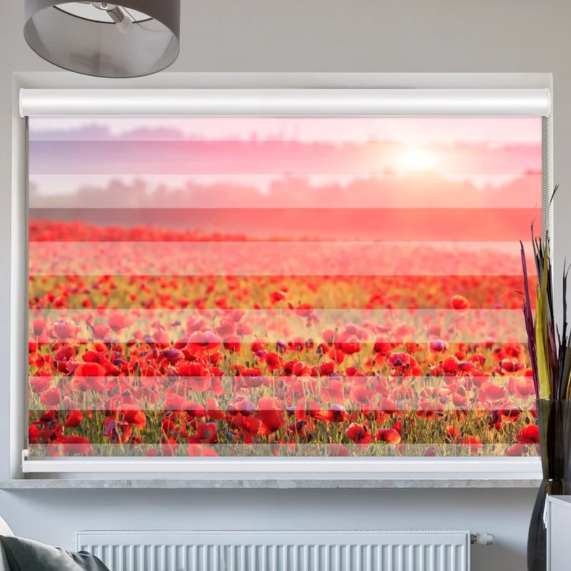 Doppelrollo mit Kassette "Mohnblumen Feld"