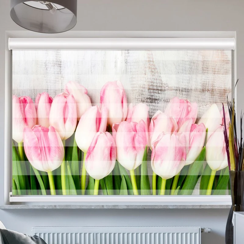 Doppelrollo mit Kassette "Shabby Chic Tulpen"