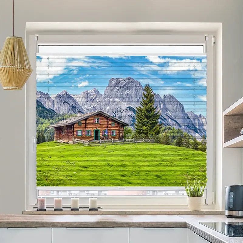 Plissee Motiv "Berghütte in den Alpen"