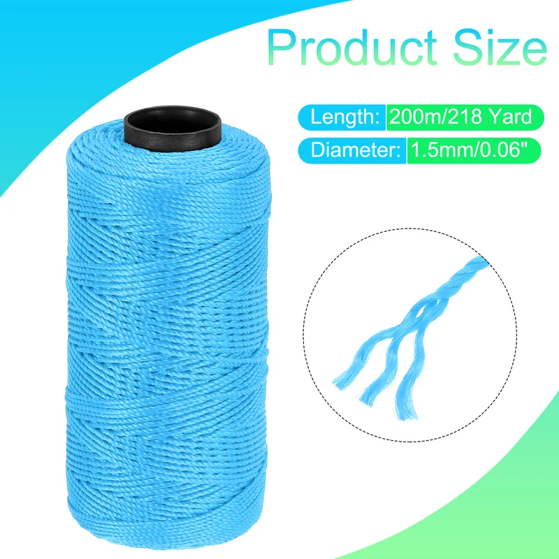 Nylon String 3 Strands Twisted Mason Line 1.5mm x 218 Yards, Blue
