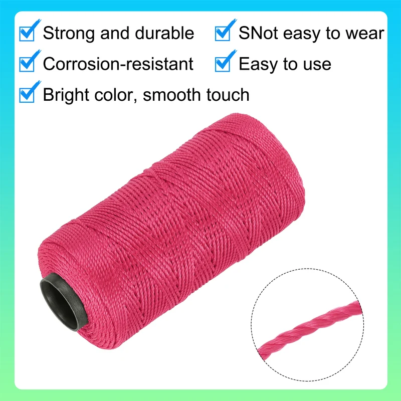 Nylon String 3 Strands Twisted Mason Line 1.5mm x 218 Yards, Bright Pink