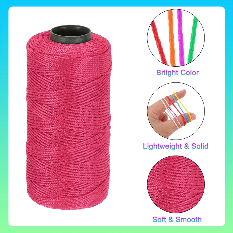 Nylon String 3 Strands Twisted Mason Line 1.5mm x 218 Yards, Bright Pink