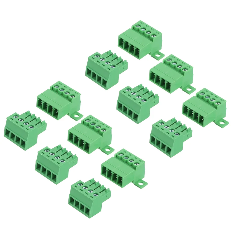 6Sets 4Pin 3.5mm Pitch Screw Terminal Block Connector Pluggable 300V 8A Green