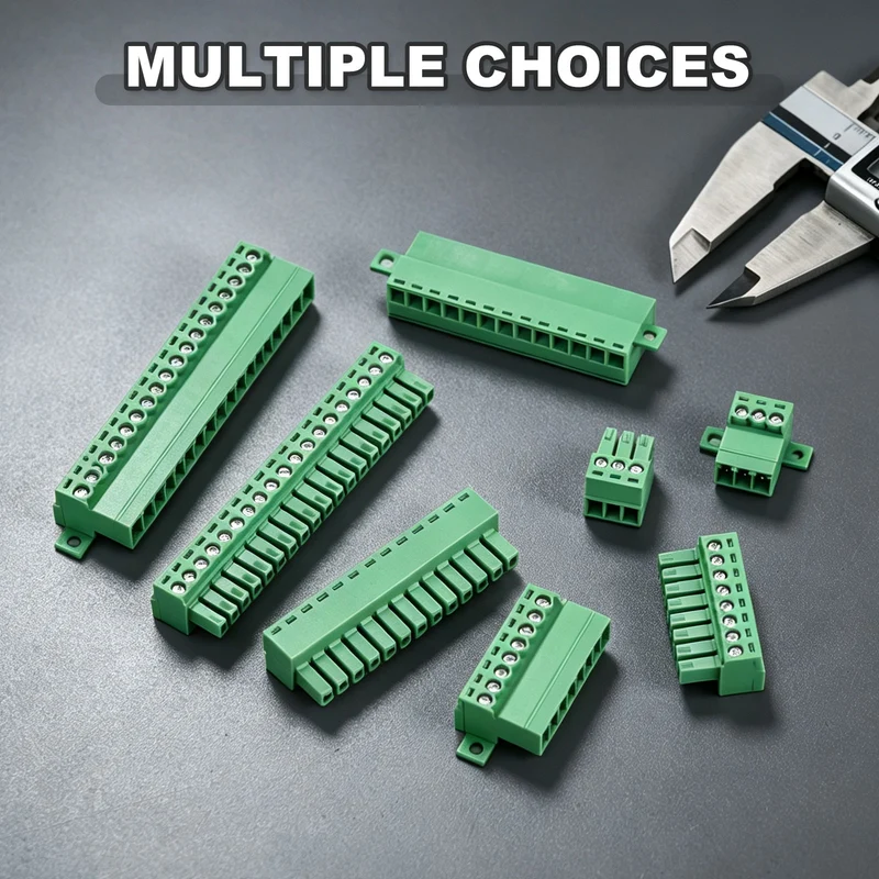 6Sets 3Pin 3.5mm Pitch Screw Terminal Block Connector Pluggable 300V 8A Green