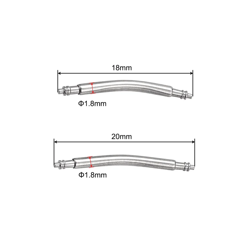 18mm 20mm Curved Spring Bar Pins 1.8mm Dia Metal Watch Band Link Pin 20pcs