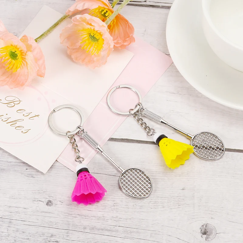 4Pcs Badminton Keychain, Badminton Lover Sports Key Chain Pendant, White