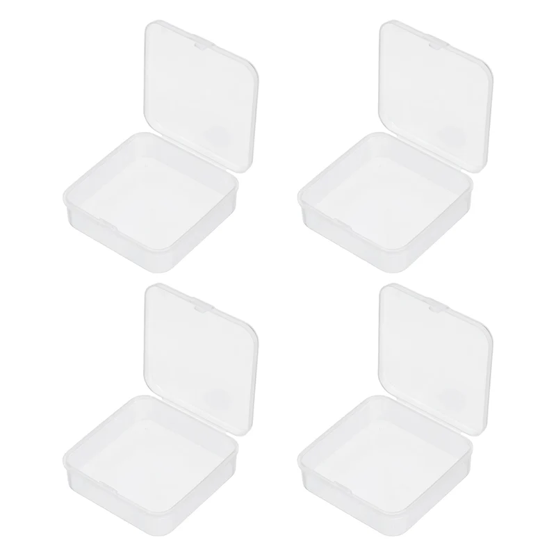 4Pcs 4 x AA/AAA Battery Organizer Clear Storage Case Holder, 6.5x6.5x2cm