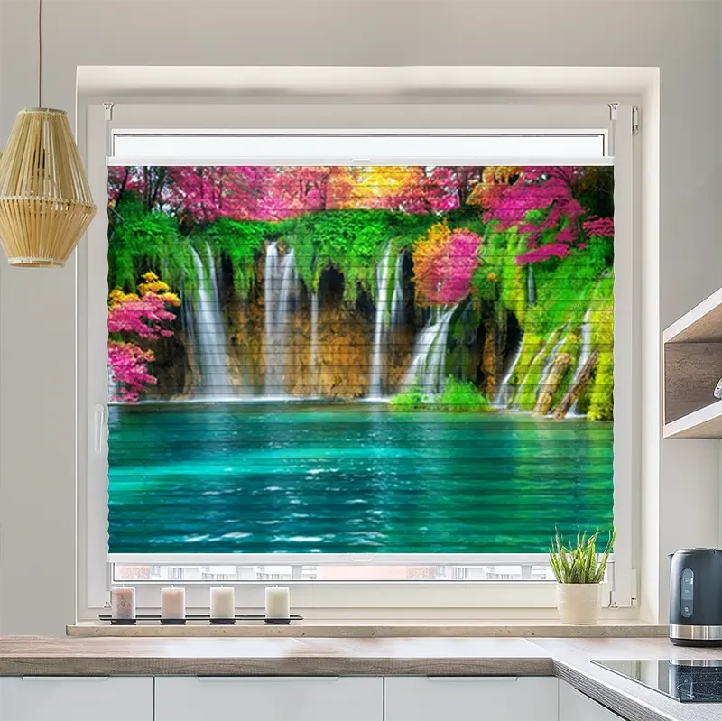 Wabenplissee Motiv "Wasserfall in Kroatien"