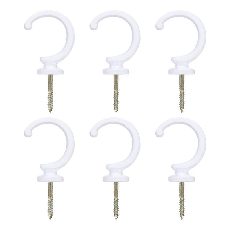 6Pcs Curtain Holdbacks Wall Mounted Zinc Alloy Drapery Tiebacks Hooks White