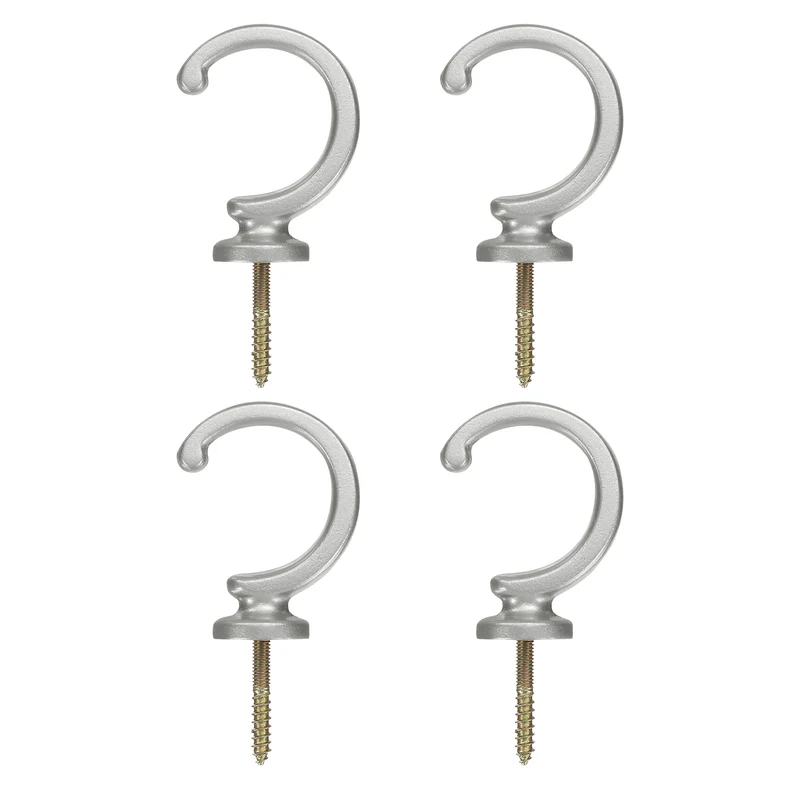 4Pcs Curtain Holdbacks Wall Mounted Zinc Alloy Drapery Tiebacks Hooks Silver