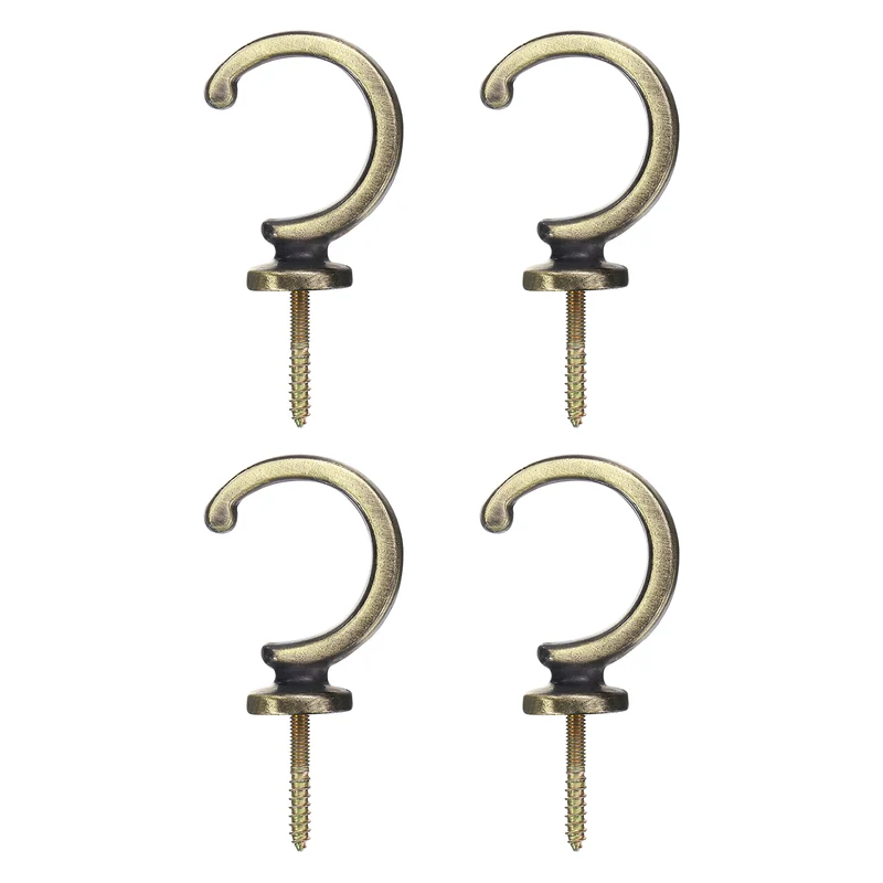 4Pcs Curtain Holdbacks Wall Mounted Zinc Alloy Drapery Tiebacks Hooks Bronze