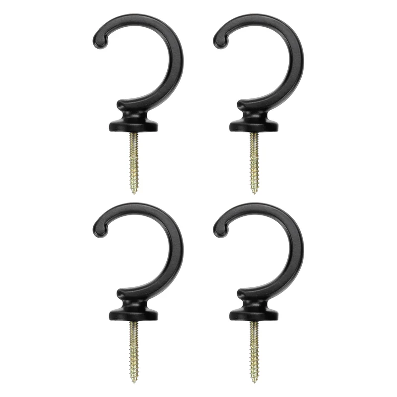 4Pcs Curtain Holdbacks Wall Mounted Zinc Alloy Drapery Tiebacks Hooks Black