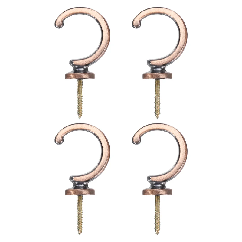 4Pcs Curtain Holdbacks, Wall Mounted Zinc Alloy Drapery Tiebacks Hooks, Copper
