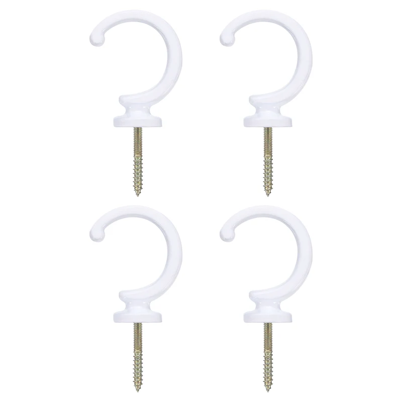 4Pcs Curtain Holdbacks Wall Mounted Zinc Alloy Drapery Tiebacks Hooks White