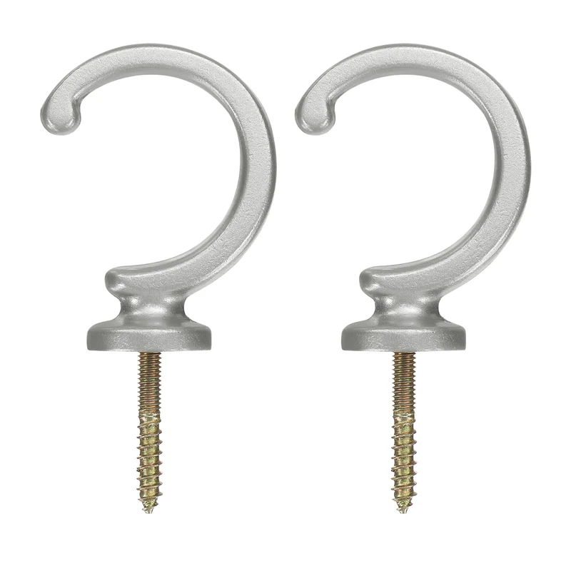 2Pcs Curtain Holdbacks Wall Mounted Zinc Alloy Drapery Tiebacks Hooks Silver