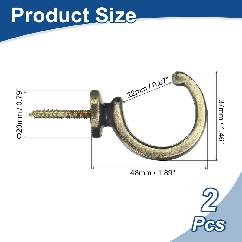 2Pcs Curtain Holdbacks Wall Mounted Zinc Alloy Drapery Tiebacks Hooks Bronze