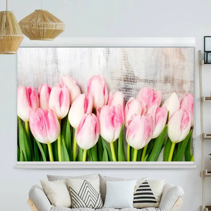 Kassettenrollo Motiv "Shabby Chic Tulpen" | bis B 420 x H 420 cm