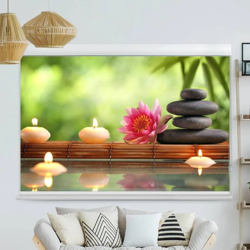 Kassettenrollo Motiv "Spa Kerzen Steine" | bis B 420 x H 420 cm