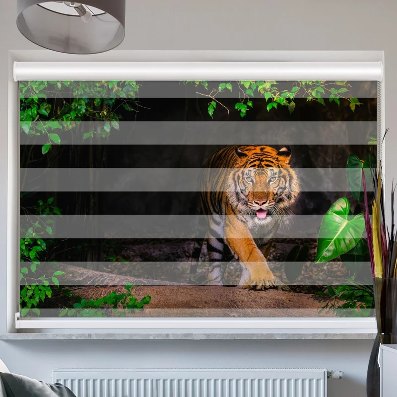Doppelrollo mit Kassette "Tiger Indien"