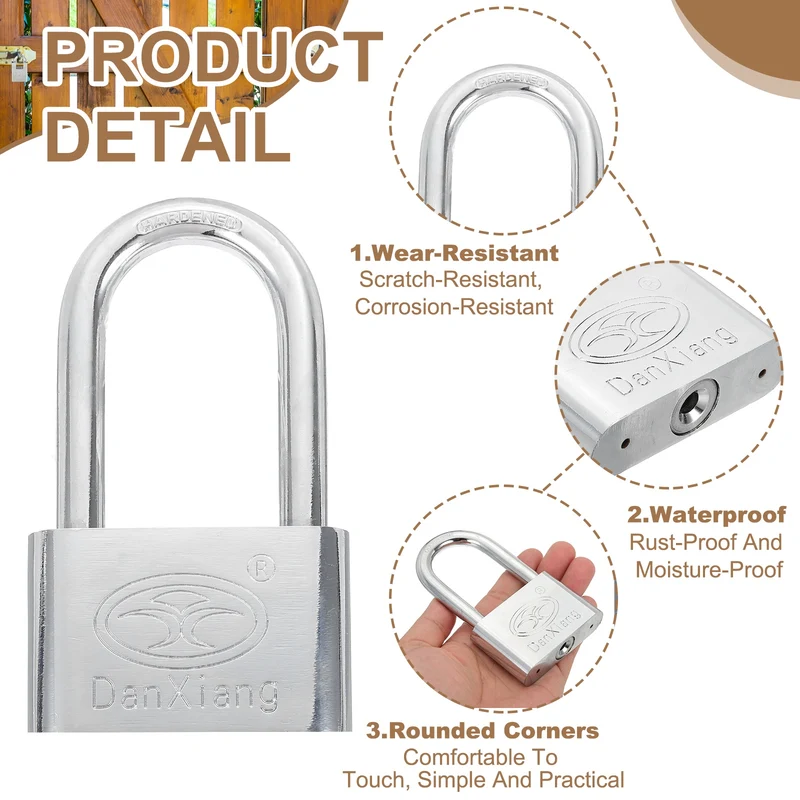 Keyed Padlock 2.8" Wide Body Steel Pin Tumbler Padlocks with 3 Keys(116mm)
